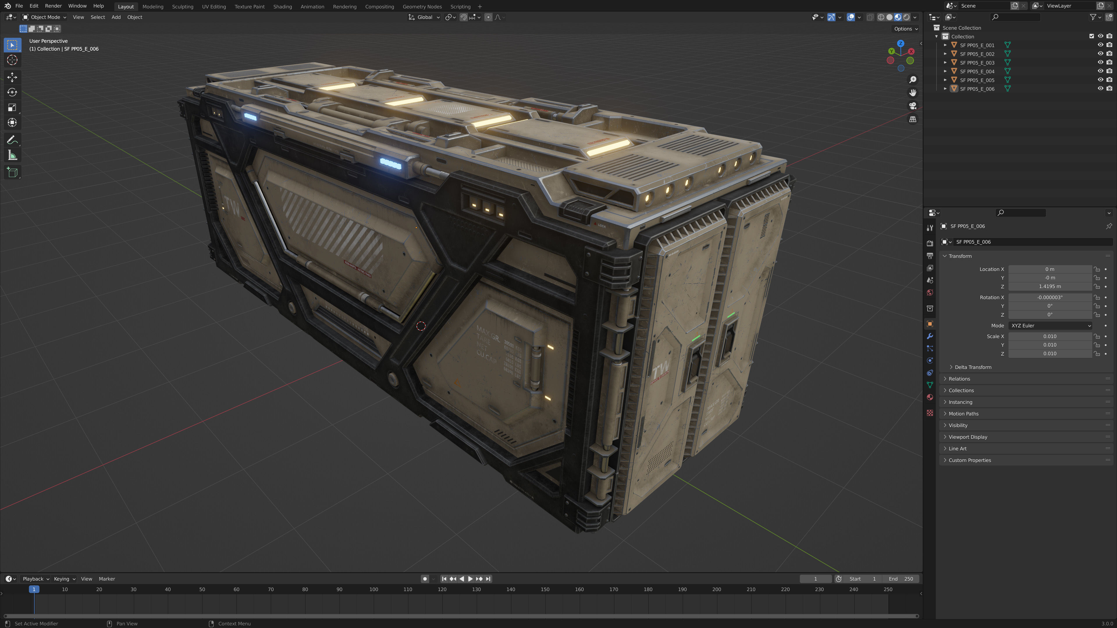 Sci-Fi Container Type E-PBR Low-poly 3D model_6