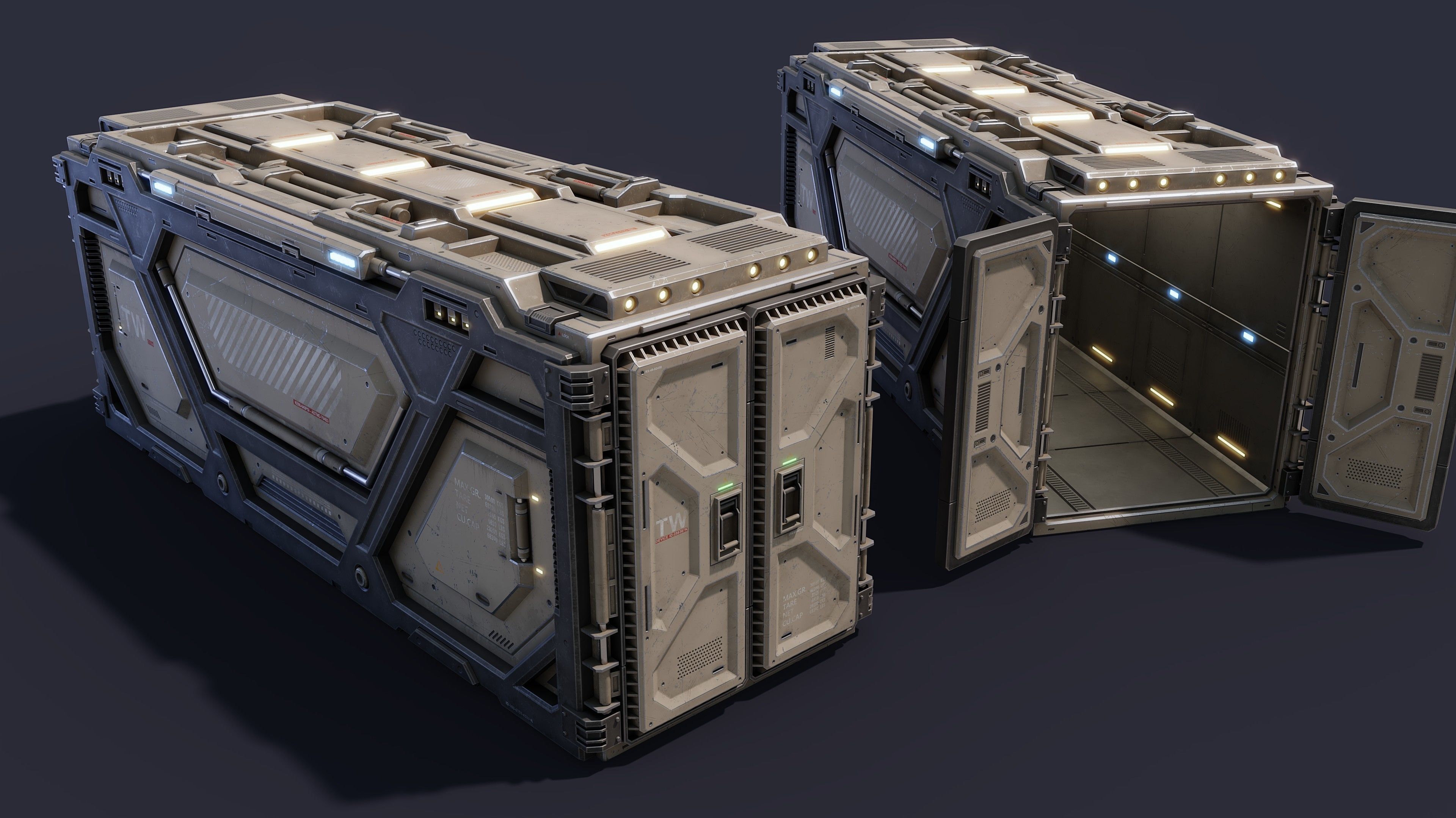Sci-Fi Container Type E-PBR Low-poly 3D model_1