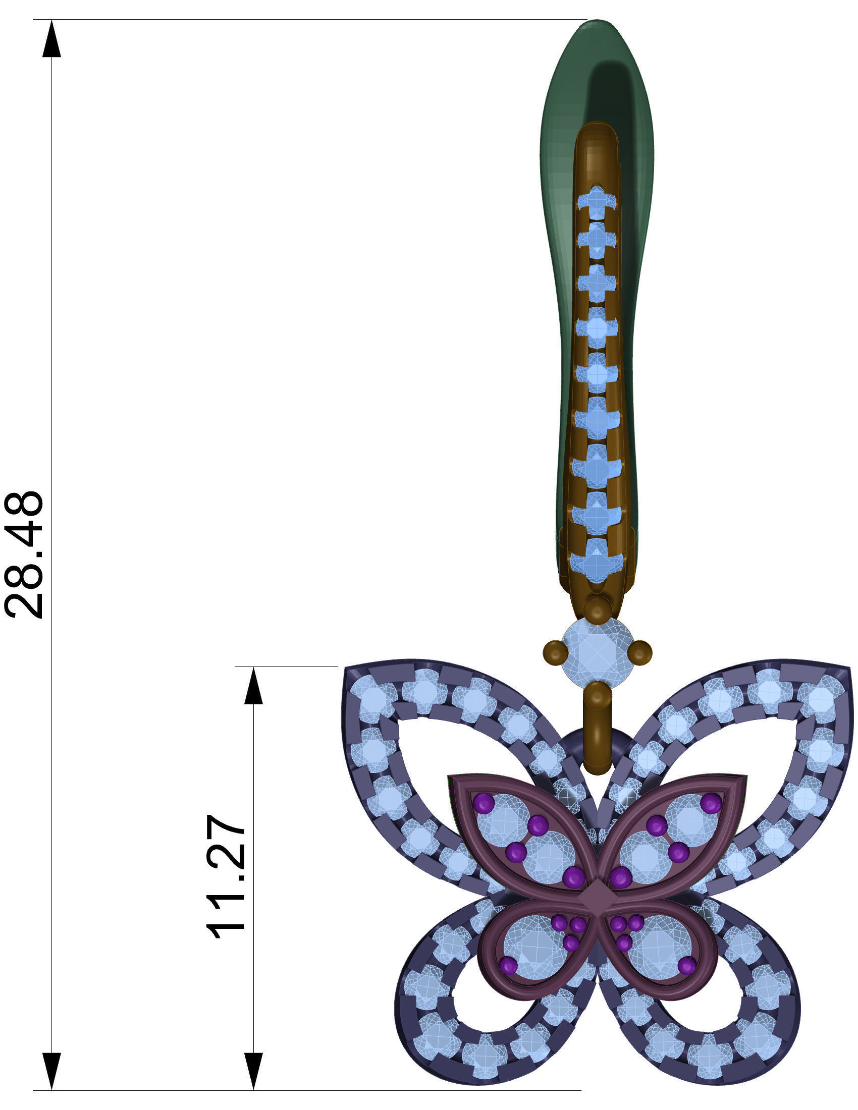 Fashion earrings Graff butterfly 3D print model 3D print model_2