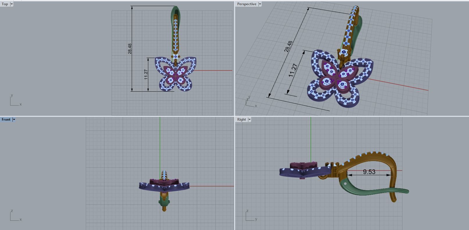 Fashion earrings Graff butterfly 3D print model 3D print model_8