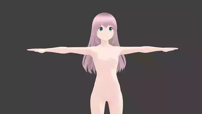 T pose rigged model - Gotoh Hitori anime girl 3D model