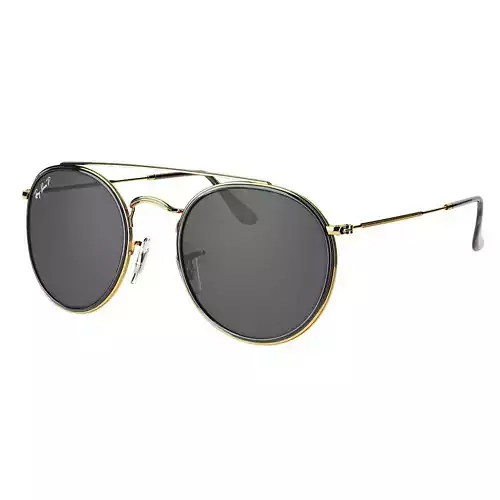Round Double Bridge Sunglasses Gold by RayBan