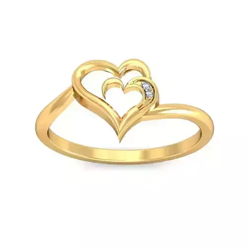 Elegant Heart Shaped Gold Ring with Dazzling Diamonds 3D print model