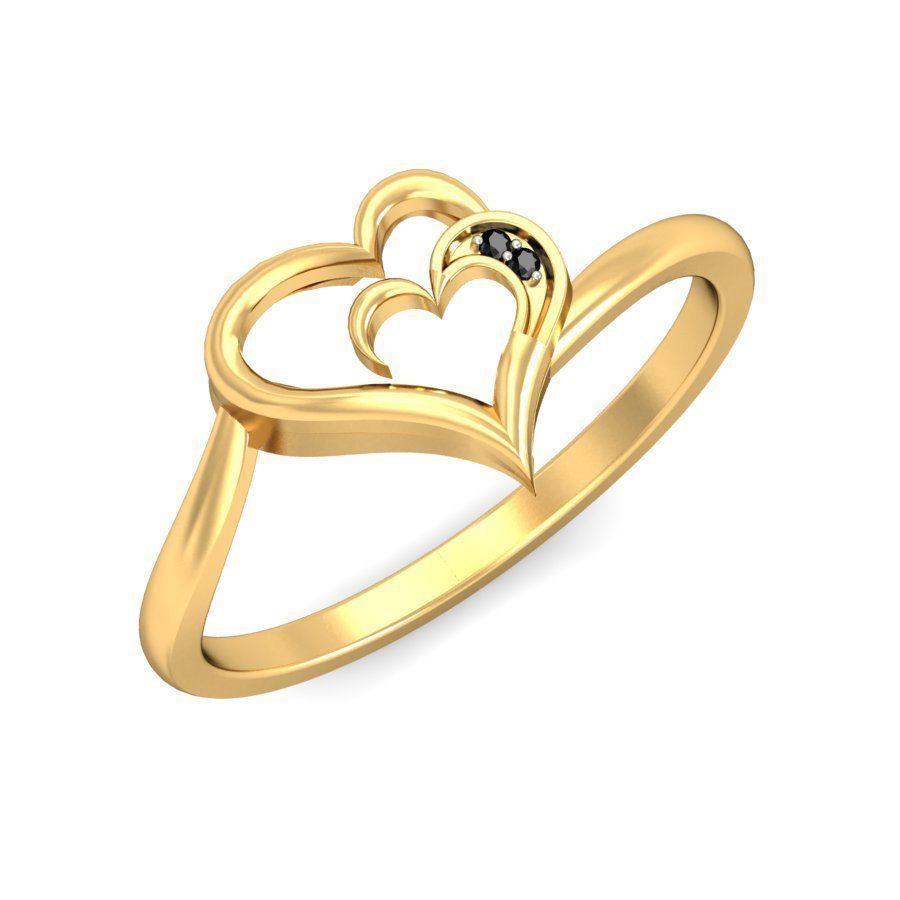 Elegant Heart Shaped Gold Ring with Dazzling Diamonds 3D print model_4