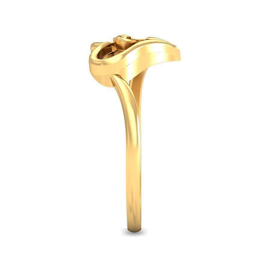 Elegant Heart Shaped Gold Ring with Dazzling Diamonds 3D print model_2
