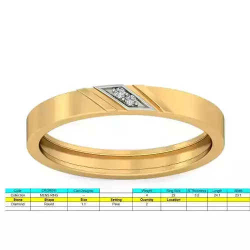 Contemporary Wedding Band for Modern Gentlemen 3D print model