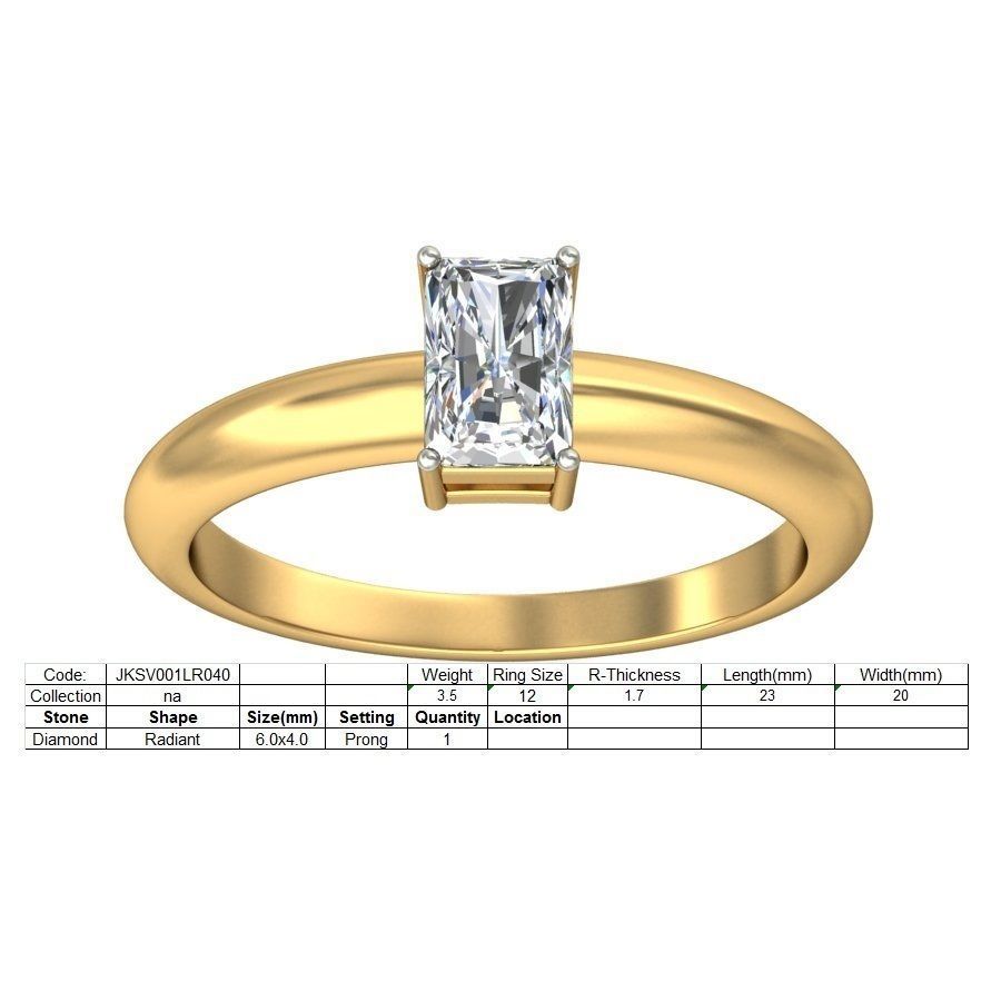 Classic Emerald Cut Petite Band 3D print model_1