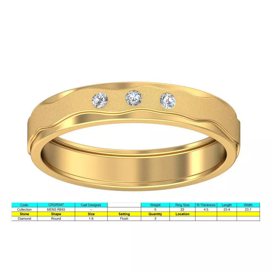 Genuine Diamond Commitment Band Ring for Men 3D print model_0