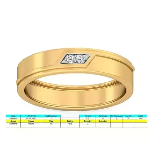 Wedding Ring Band for Him in White Gold
