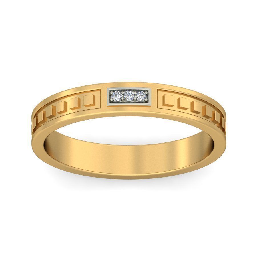 Classic Diamond Thin Ring 3D print model_1