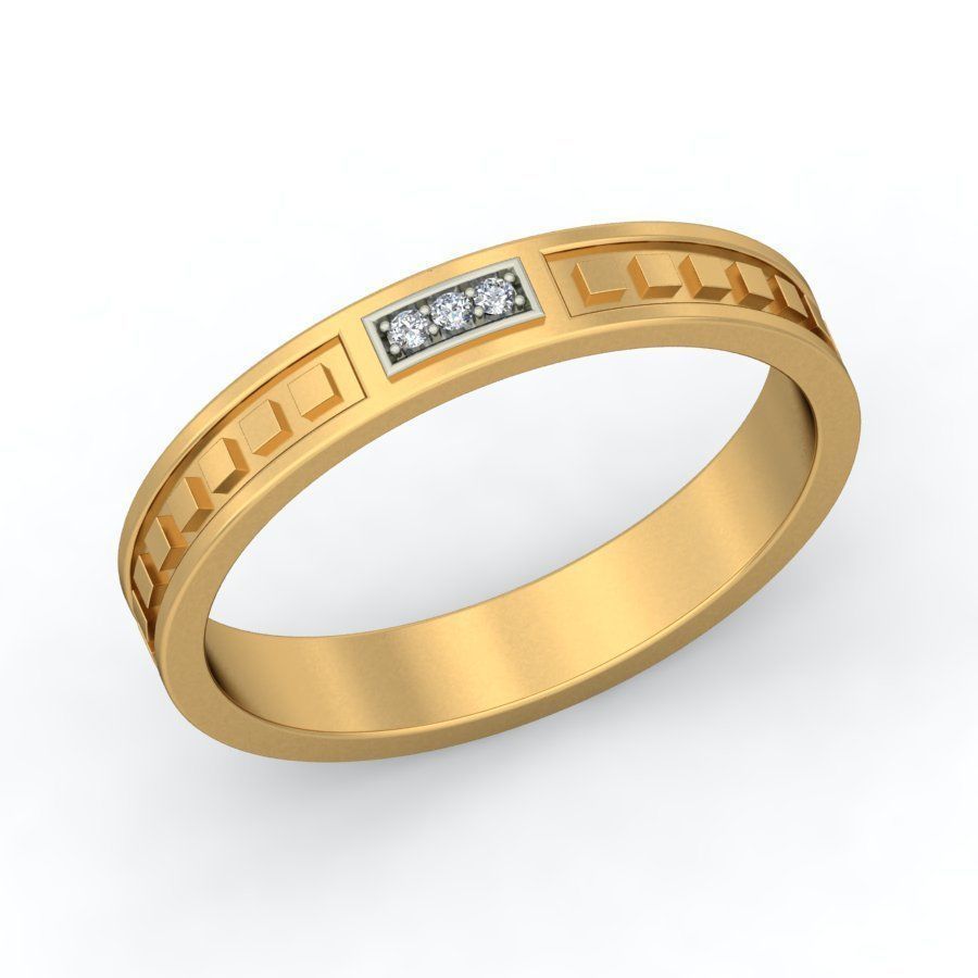 Classic Diamond Thin Ring 3D print model_3