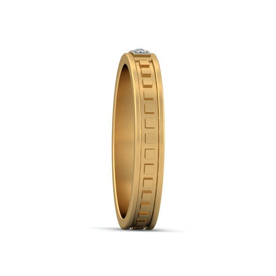 Classic Diamond Thin Ring 3D print model_4