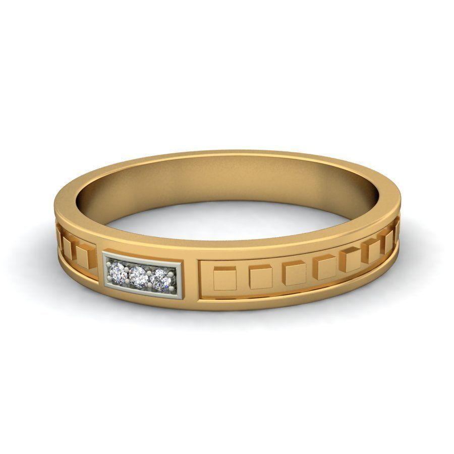 Classic Diamond Thin Ring 3D print model_5