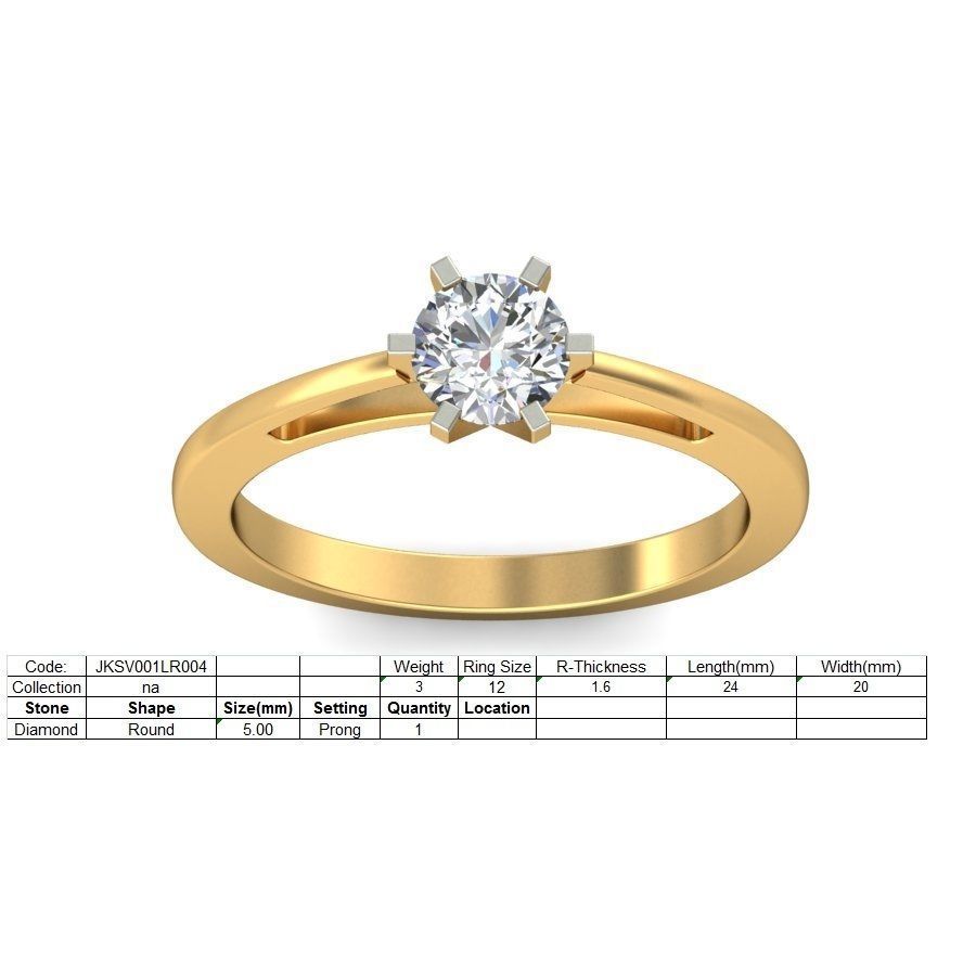 Authentic Solitaire Diamond Engagement Ring 3D print model_1