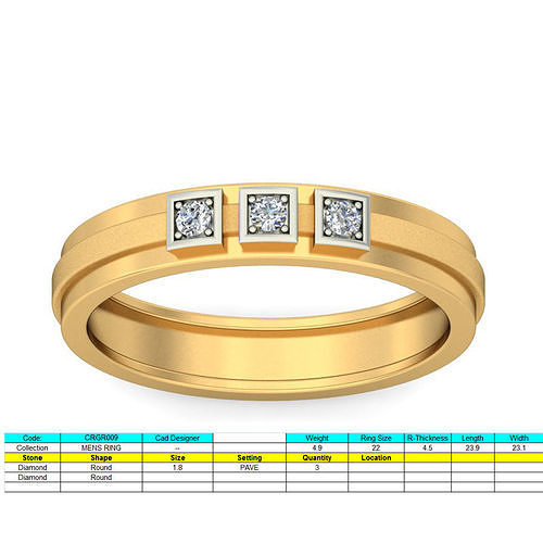 Yellow Gold Wedding Ring with Stone Set 3D print model