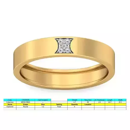 Elegant Men Ring with Princess Cut Diamonds 3D print model