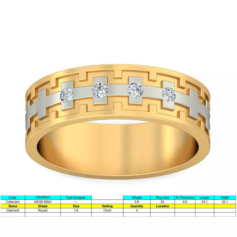 Elegant Gold Finger Ring for Men with Unique Features 3D print model_0