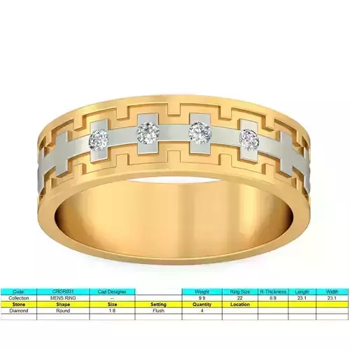 Elegant Gold Finger Ring for Men with Unique Features 3D print model