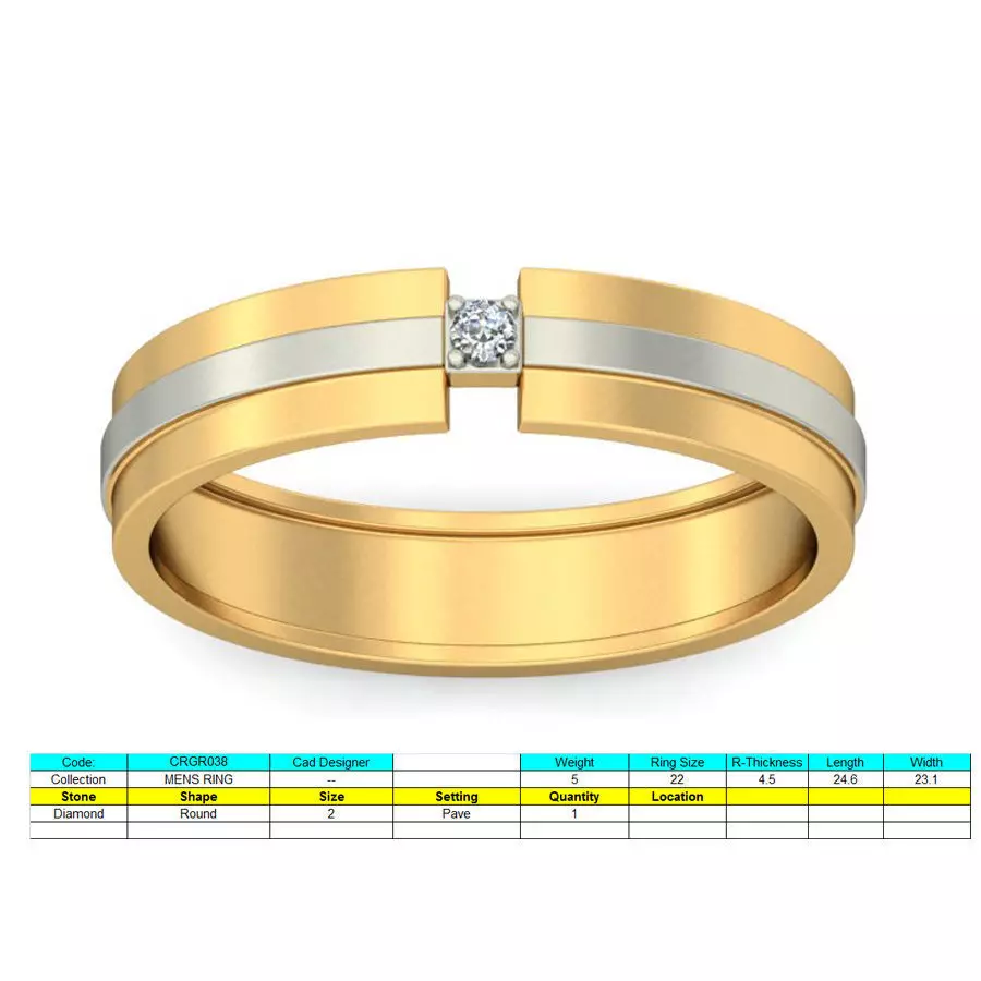 Elegant Gold Ring for Men with Modern Touch 3D print model_0
