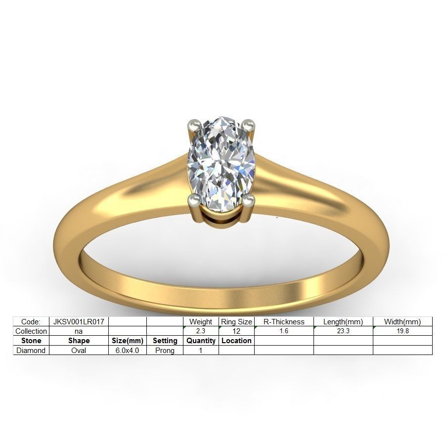 Bow Design Oval Shaped Solitaire Engagement Diamond Ring  3D print model_1