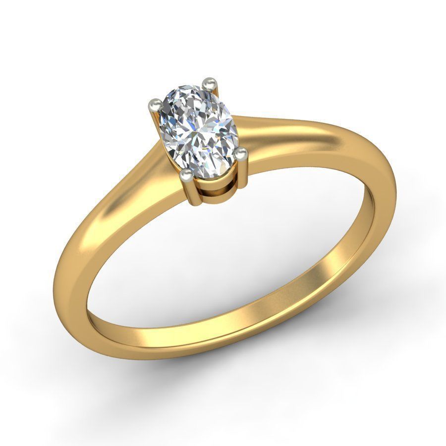 Bow Design Oval Shaped Solitaire Engagement Diamond Ring  3D print model_4