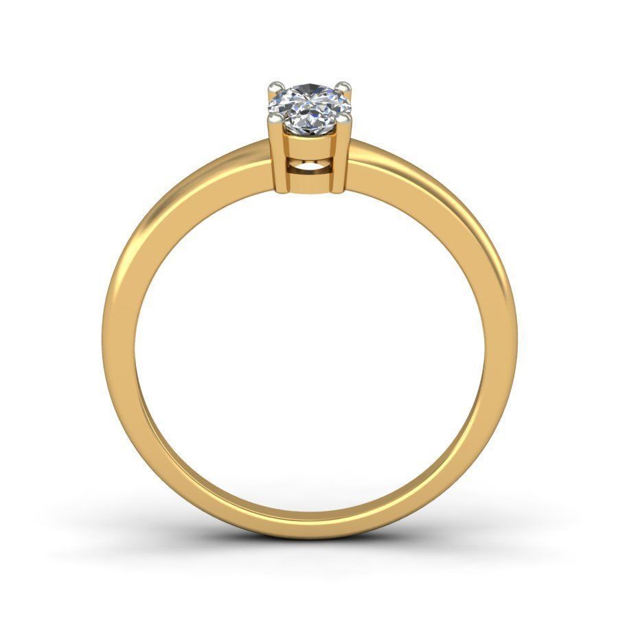 Bow Design Oval Shaped Solitaire Engagement Diamond Ring  3D print model_3