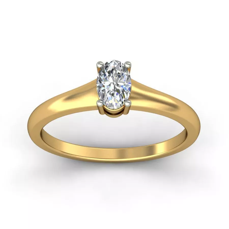 Bow Design Oval Shaped Solitaire Engagement Diamond Ring  3D print model_0