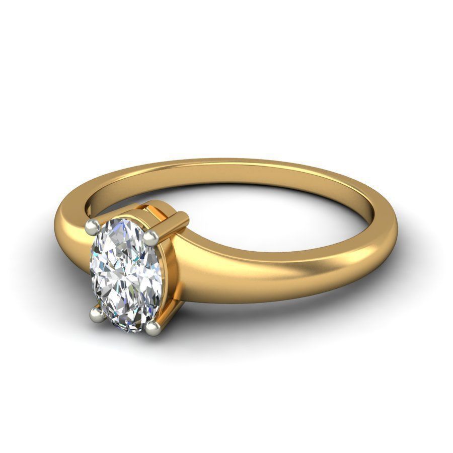 Bow Design Oval Shaped Solitaire Engagement Diamond Ring  3D print model_9