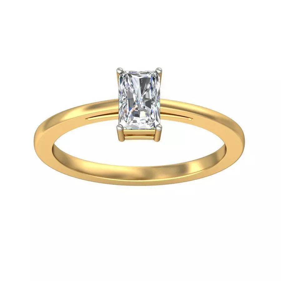 Elegant Emerald Cut Diamond Solitaire Engagement Ring 3D print model_0