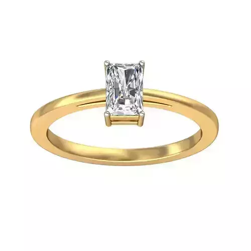 Elegant Emerald Cut Diamond Solitaire Engagement Ring 3D print model