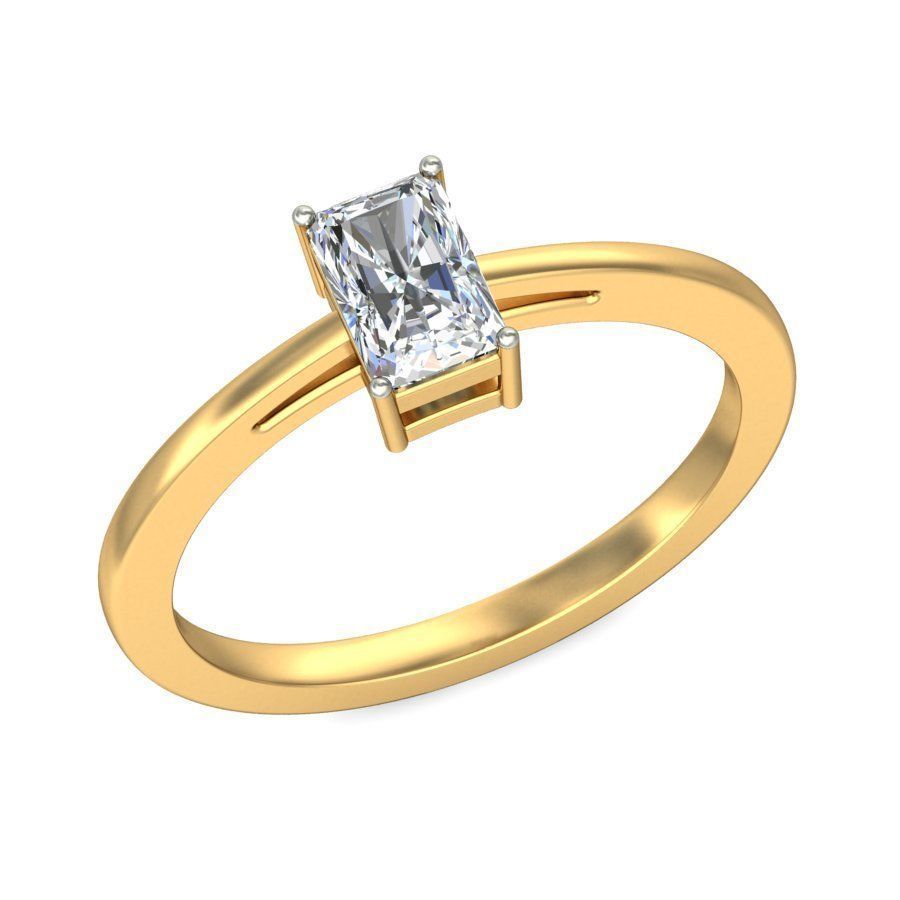 Elegant Emerald Cut Diamond Solitaire Engagement Ring 3D print model_3