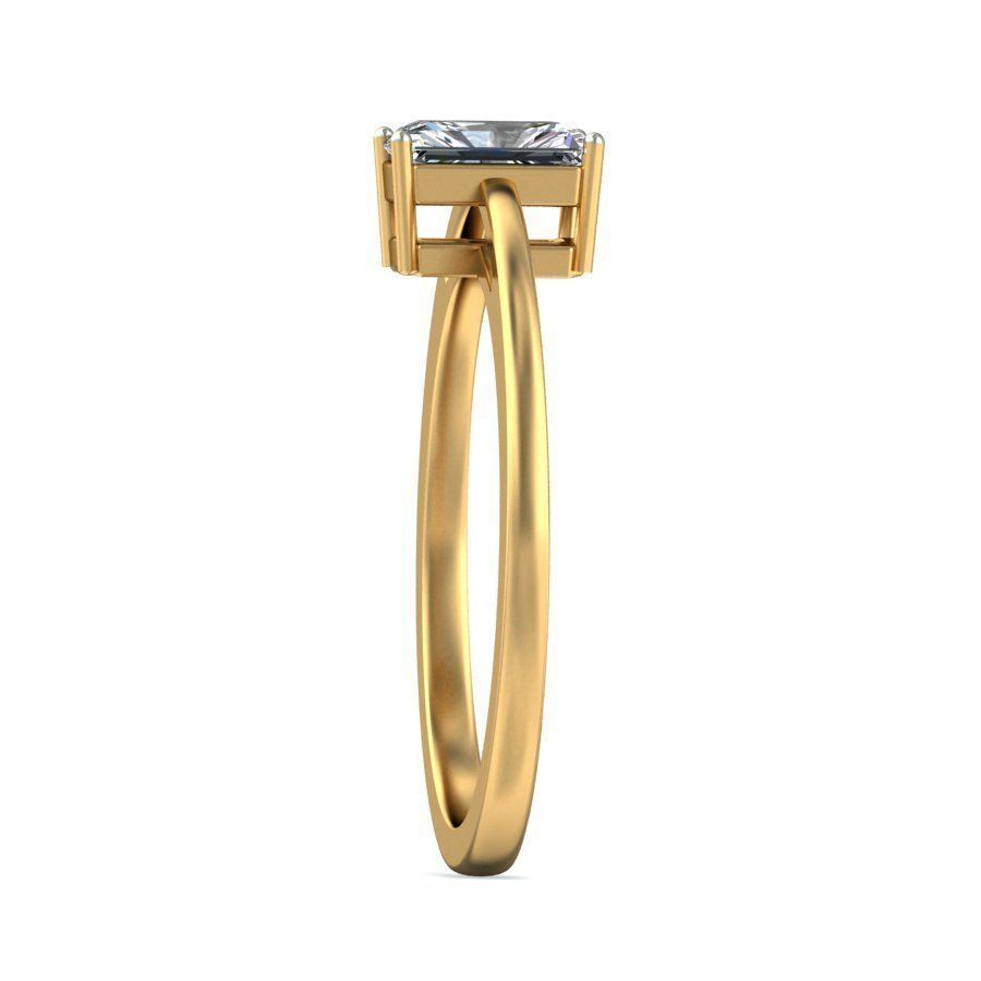 Elegant Emerald Cut Diamond Solitaire Engagement Ring 3D print model_4