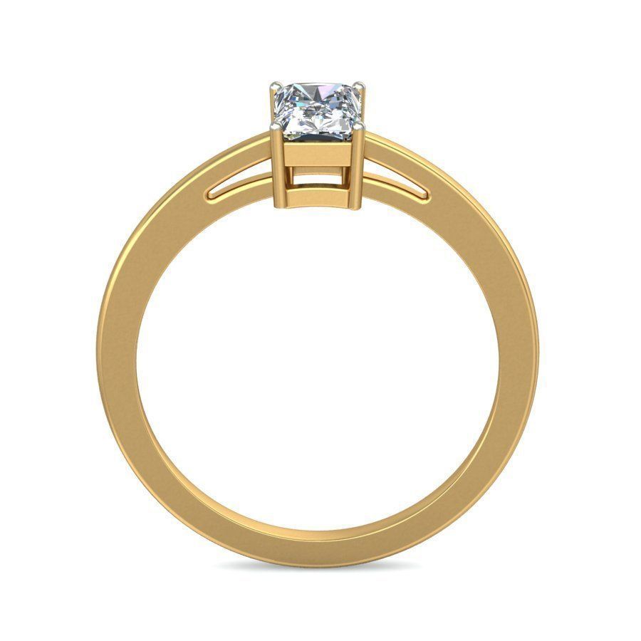 Elegant Emerald Cut Diamond Solitaire Engagement Ring 3D print model_2