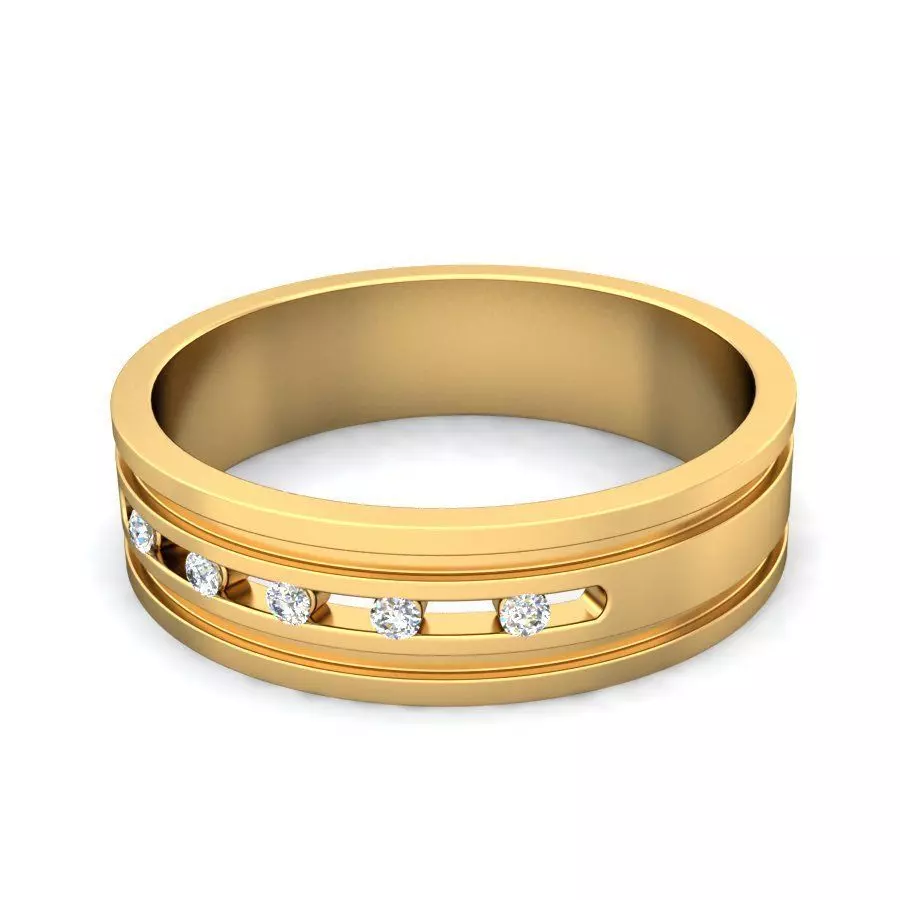 Stylish Eliot Men Diamond Band in Classic Silver Finish 3D print model