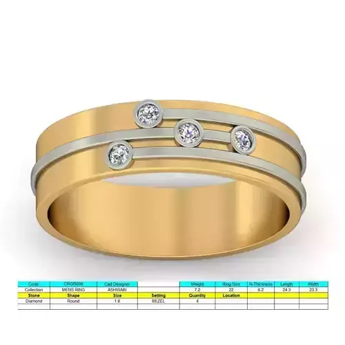 Diamond Eternity Ring for Men 3D print model