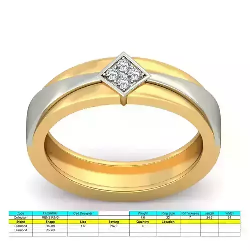 Earthly Palette Gold Ring with Natural Stone Accent 3D print model