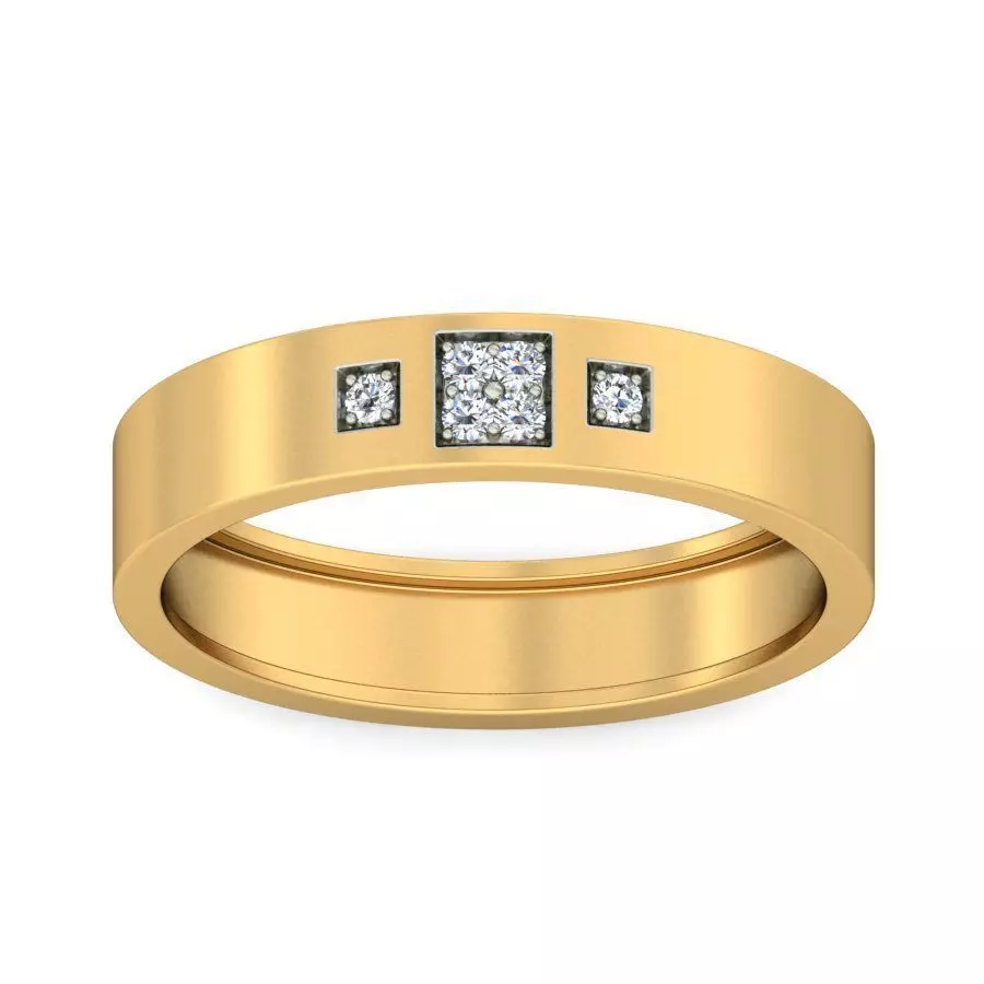 Distinctive Matte Finish Princess Cut Diamond Men Wedding Band 3D print model_0