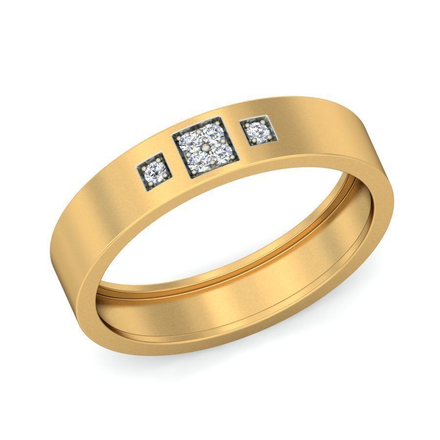 Distinctive Matte Finish Princess Cut Diamond Men Wedding Band 3D print model_3