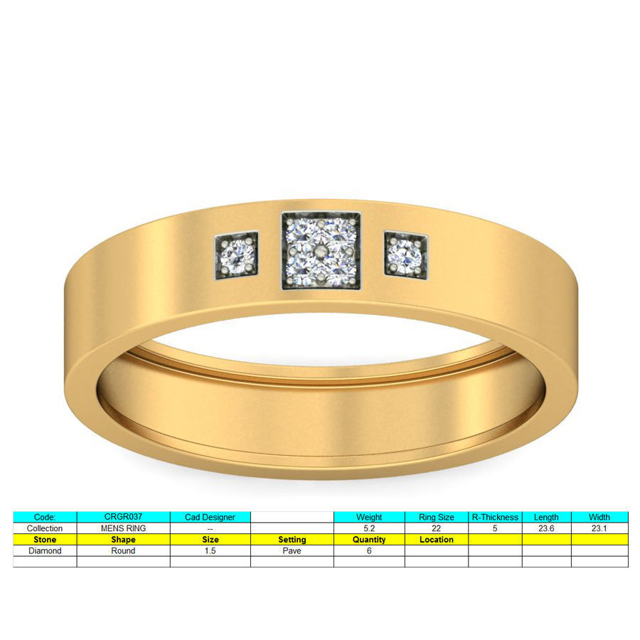 Distinctive Matte Finish Princess Cut Diamond Men Wedding Band 3D print model_1