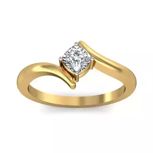 Premium Gold Ring Highlighting a Dazzling Diamond 3D print model