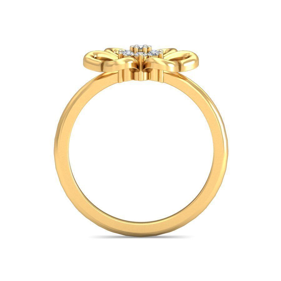  Diamond Encrusted Floral Gold Ring 3D print model_1