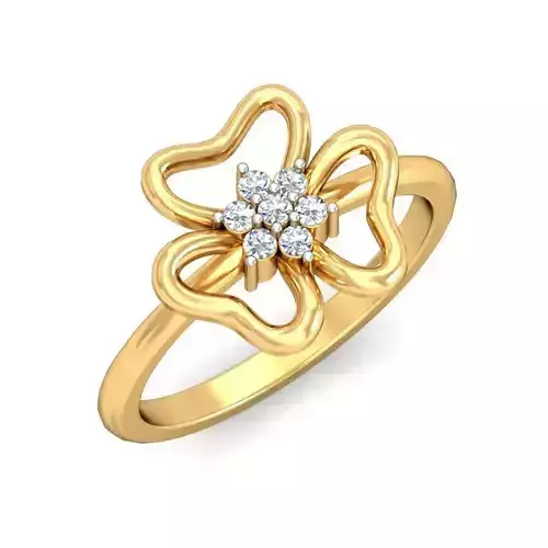  Diamond Encrusted Floral Gold Ring 3D print model