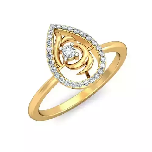 Elegant Gold Rose Ring with Diamonds