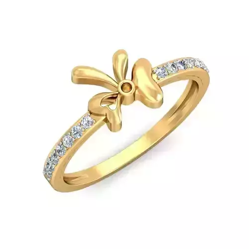Gold Bow Ring Adorned with Diamonds 3D print model