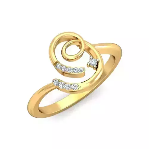 Gold Spiral Ring Adorned with Diamonds