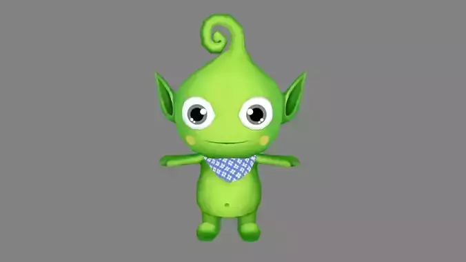 Cartoon Alien Baby - green mascot