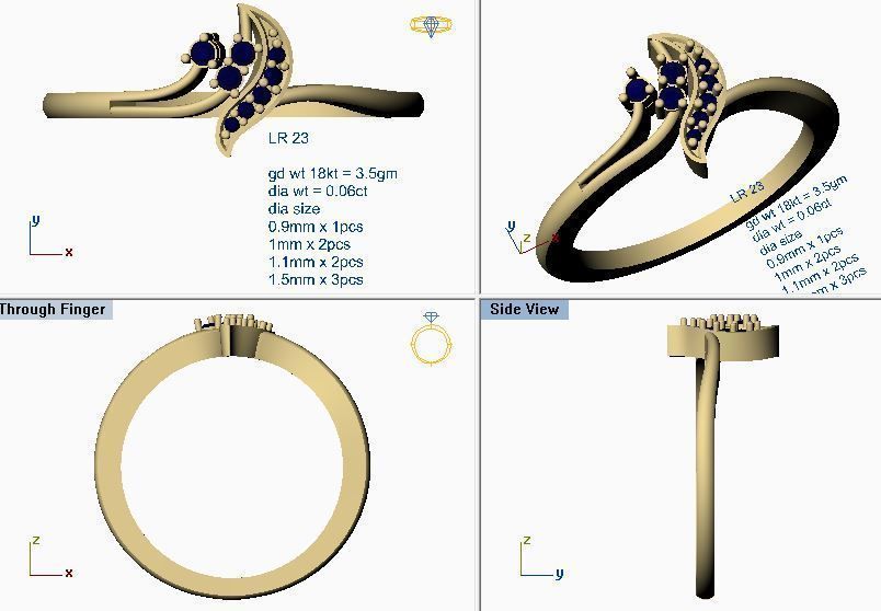 Elegant Gold Diamond Ring for Women 3D print model_5