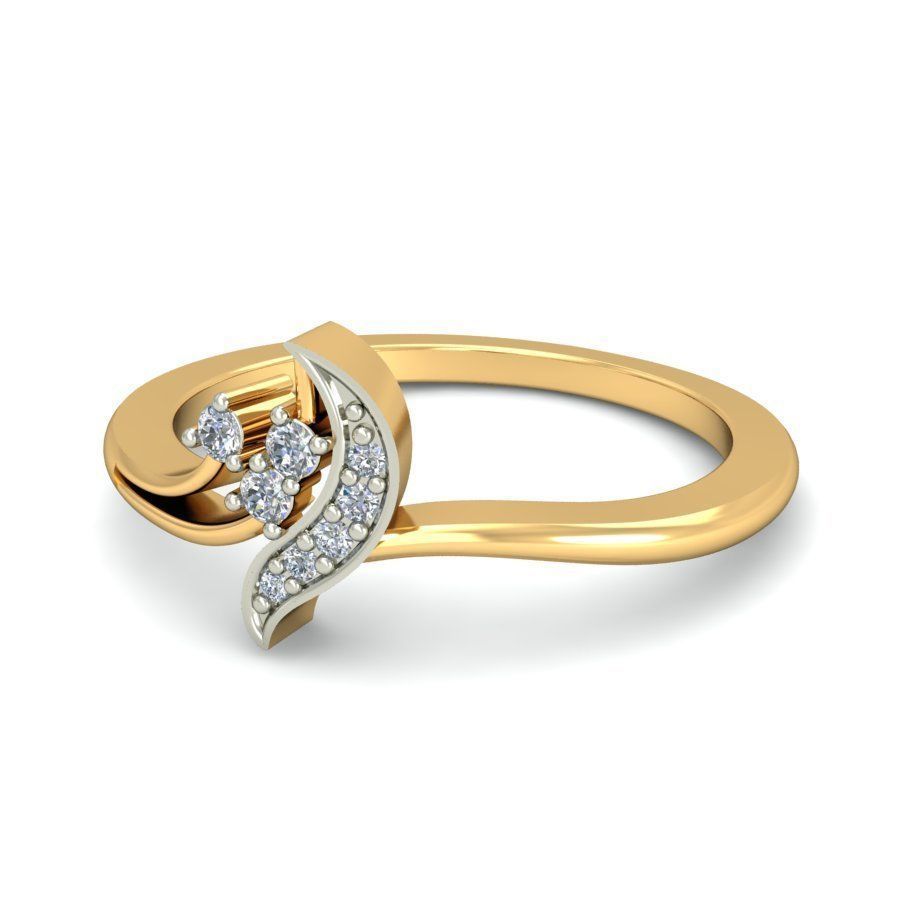 Elegant Gold Diamond Ring for Women 3D print model_4