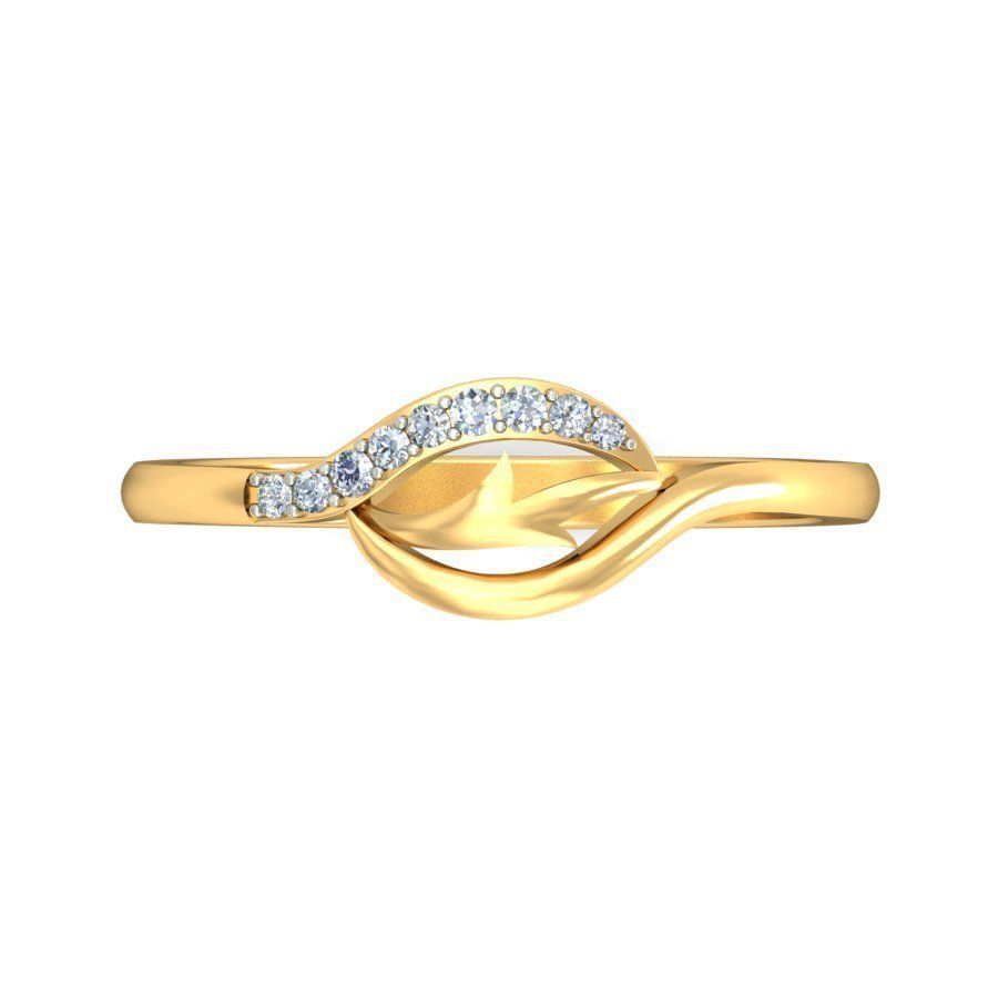 Elegant Gold Diamond Twist Ring 3D print model_3