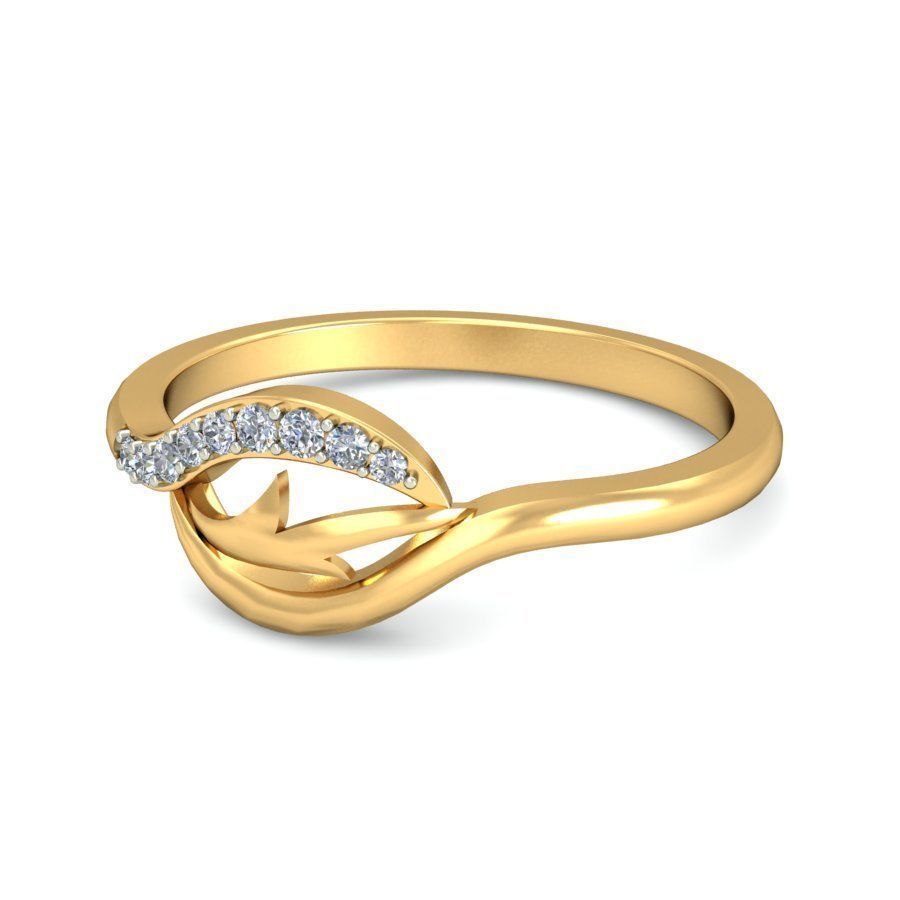 Elegant Gold Diamond Twist Ring 3D print model_4